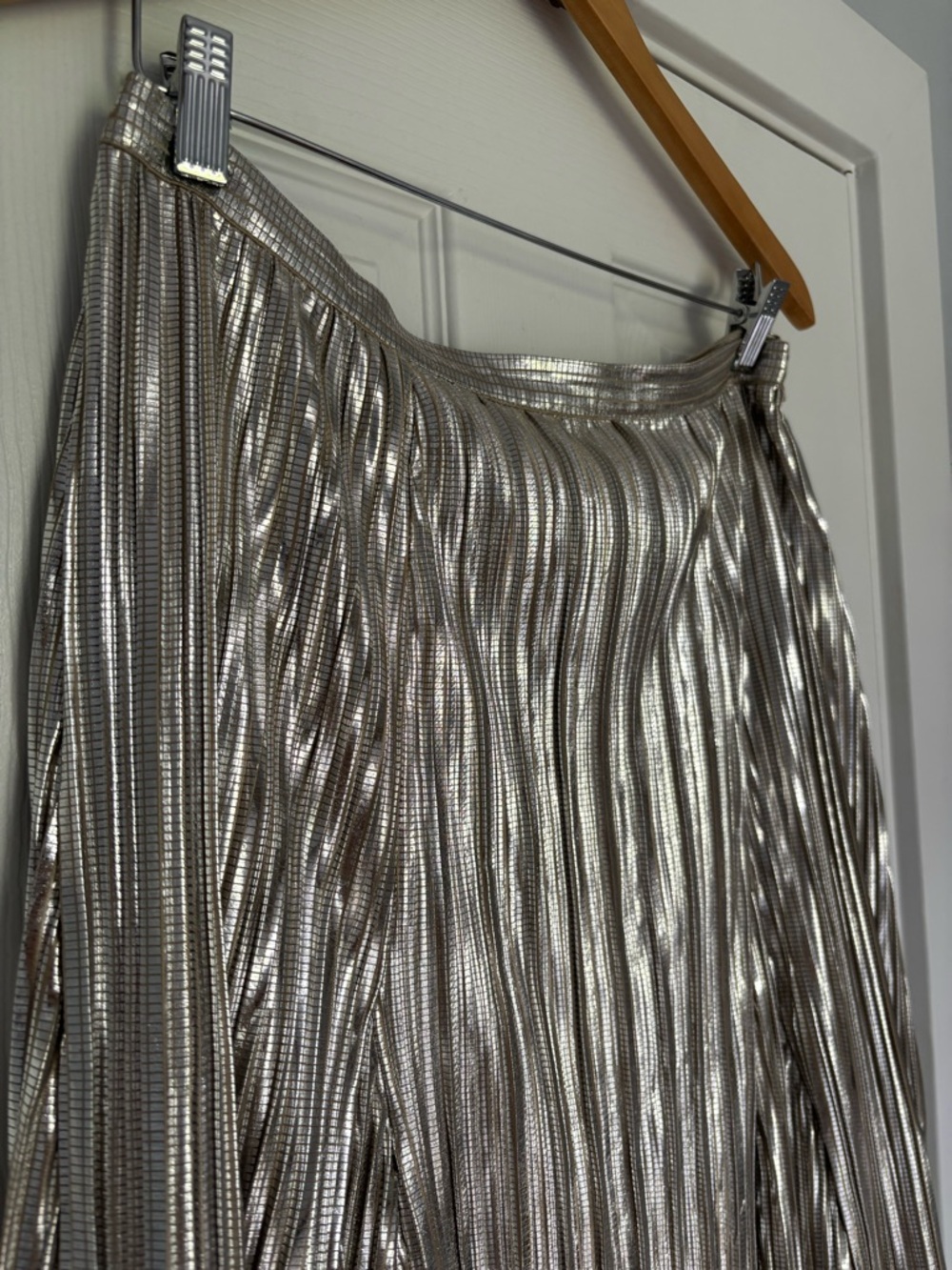 Maeve by Anthropologie Metallic Pleated Midi Skirt Art Deco 8 - Picture 2 of 7
